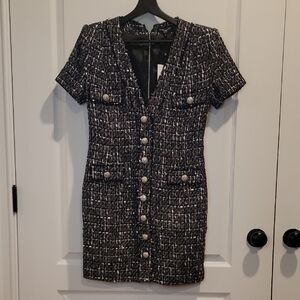 Generation Love New York Anne Tweed Dress, Grey Multi, Medium, NWT